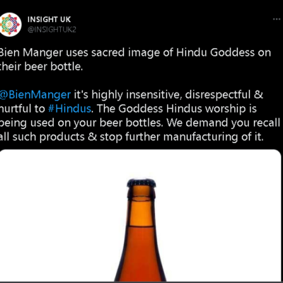French company sells beer bottles with pictures of Hindu deities [Saint Geniez d’Olt, France ]