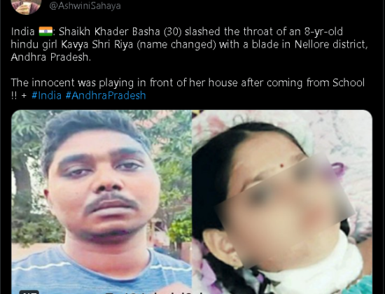 Shaikh Basha slit the throat of an 8-yr-old Hindu girl [ Andhra Pradesh, India ]