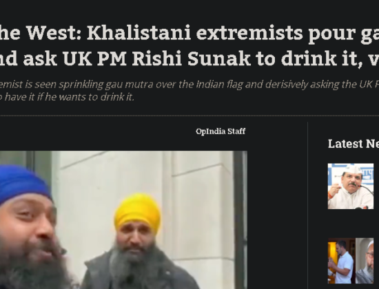 Khalistani extremists pour gau mutra over the Indian flag and ask UK PM Rishi Sunak to drink it [ London, United Kingdom ]