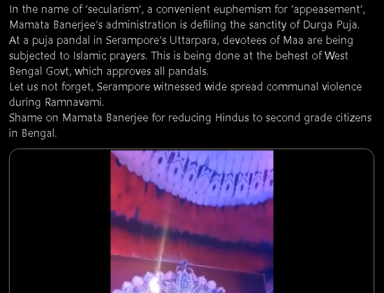 Durga Maa Puja Pandal plays Islamic prayer songs to showcase ‘secularism’ [ West Bengal, India ]