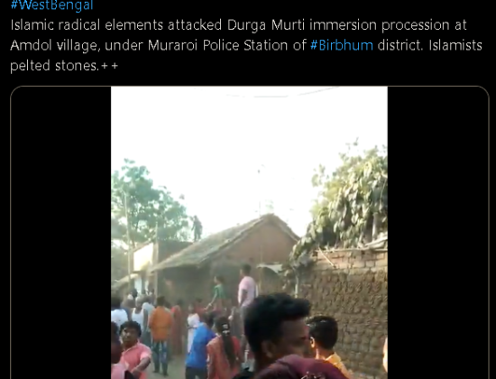 Muslims pelt stones at Maa Durga immersion procession at Birbhum [ West Bengal, India ]