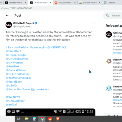 Tragic End to Hindu Girl in Pakistan [Shikarpur, Sindh, Pakistan]