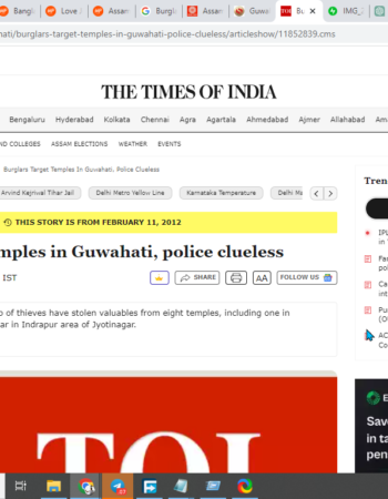 Islamists stolen valuable items from 3 Hindu temples [Guwahati, Assam]