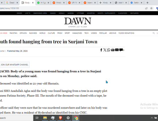 Hindu Youth Found Dead Hanging from a Tree [Pakistan]