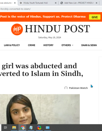 Abduction and Forced Conversion of Hindu Minor [Sindh, Pakistan]