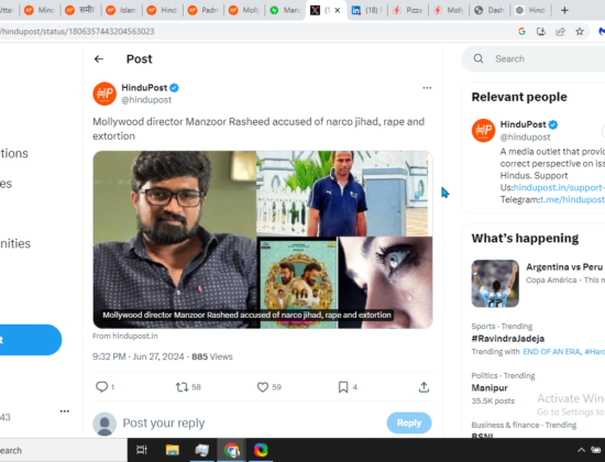 Mollywood Director Manzoor Rasheed Accused of Narco Jihad, Rape, and Extortion [Hyderabad, Telangana]