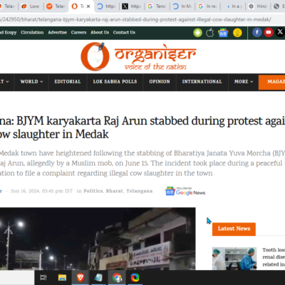 Hindu youth Stabbed During Protest Against Cow Slaughter [Medak, Telangana]